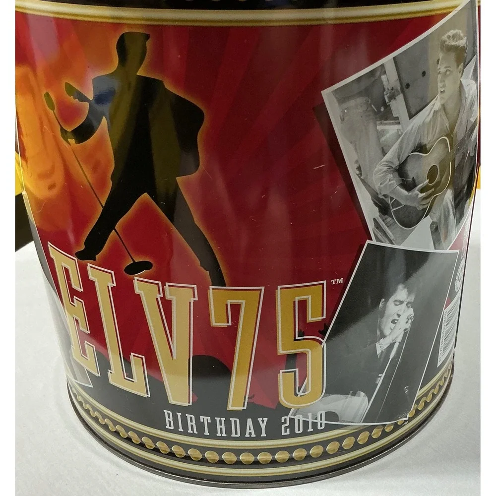 Elvis Presley ELV75 75th Birthday 2010 Collectible Popcorn Tin Metal Can